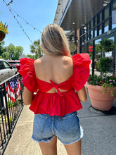 Load image into Gallery viewer, What A Girl Wants Ruffle Top- Red
