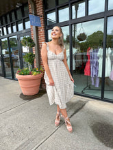 Load image into Gallery viewer, Right About You Tan Gingham Midi Dress
