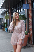 Load image into Gallery viewer, Beautiful Things Sequin Romper- Rose Gold
