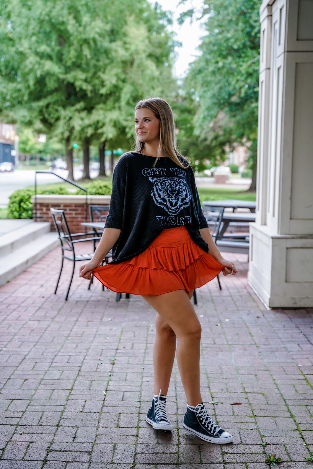 Party Time Ruffle Skirt- Rust