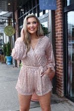 Load image into Gallery viewer, Beautiful Things Sequin Romper- Rose Gold
