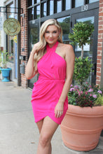 Load image into Gallery viewer, Undeniable Feelings Wrap Cross Dress- Hot Pink
