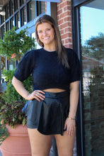 Load image into Gallery viewer, Meet Me There Leather Ruffle Skort- Black
