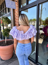 Load image into Gallery viewer, Let Love In Lavender Ruffle Crop Top
