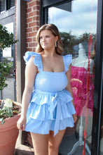 Load image into Gallery viewer, Want Me Back Ruffle Tiered Romper- Lt. Blue
