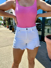 Load image into Gallery viewer, Forever Young White Denim Shorts
