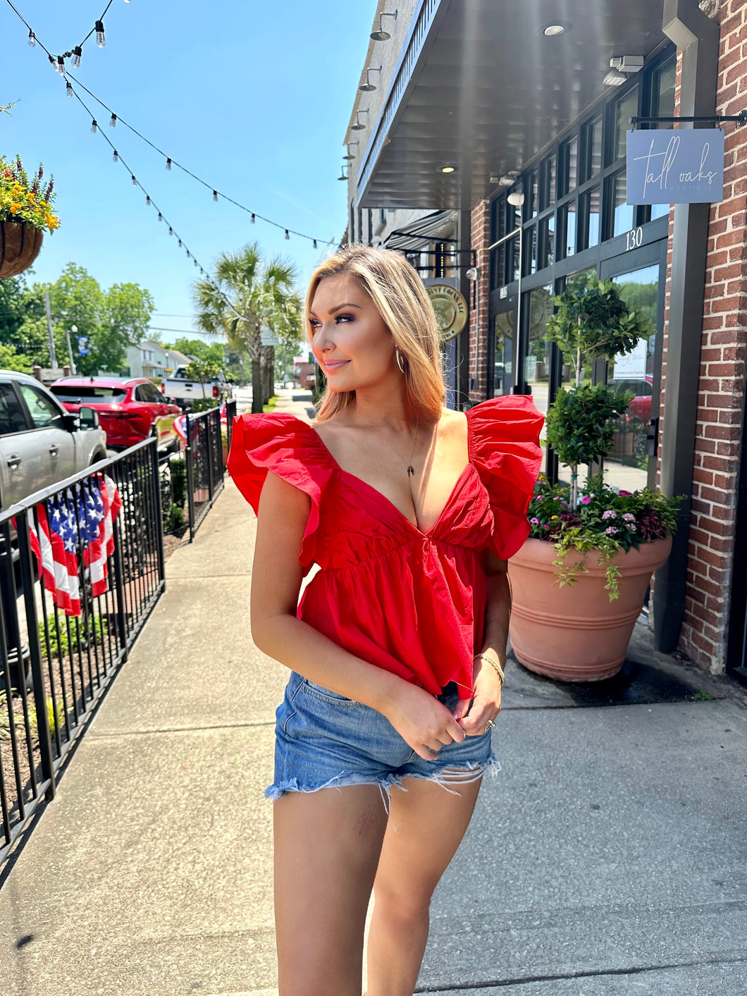 What A Girl Wants Ruffle Top- Red