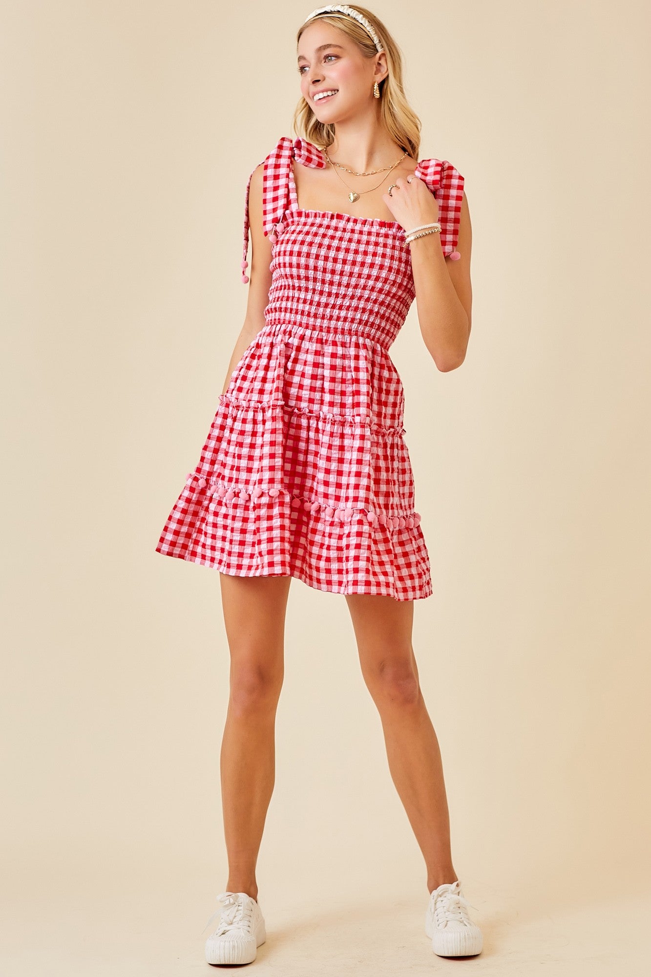 open lace back dress Red Gingham Lace Up Back Mini Dress – Ragstock