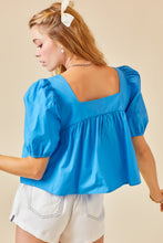 Load image into Gallery viewer, Feeling Lucky Puff Sleeve Top- Blue
