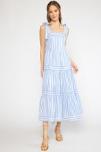 Load image into Gallery viewer, Vacay Getaway Striped Midi Dress- Blue
