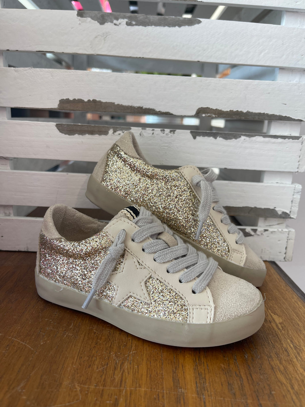 Paula Toddler Gold Glitter Star Sneakers
