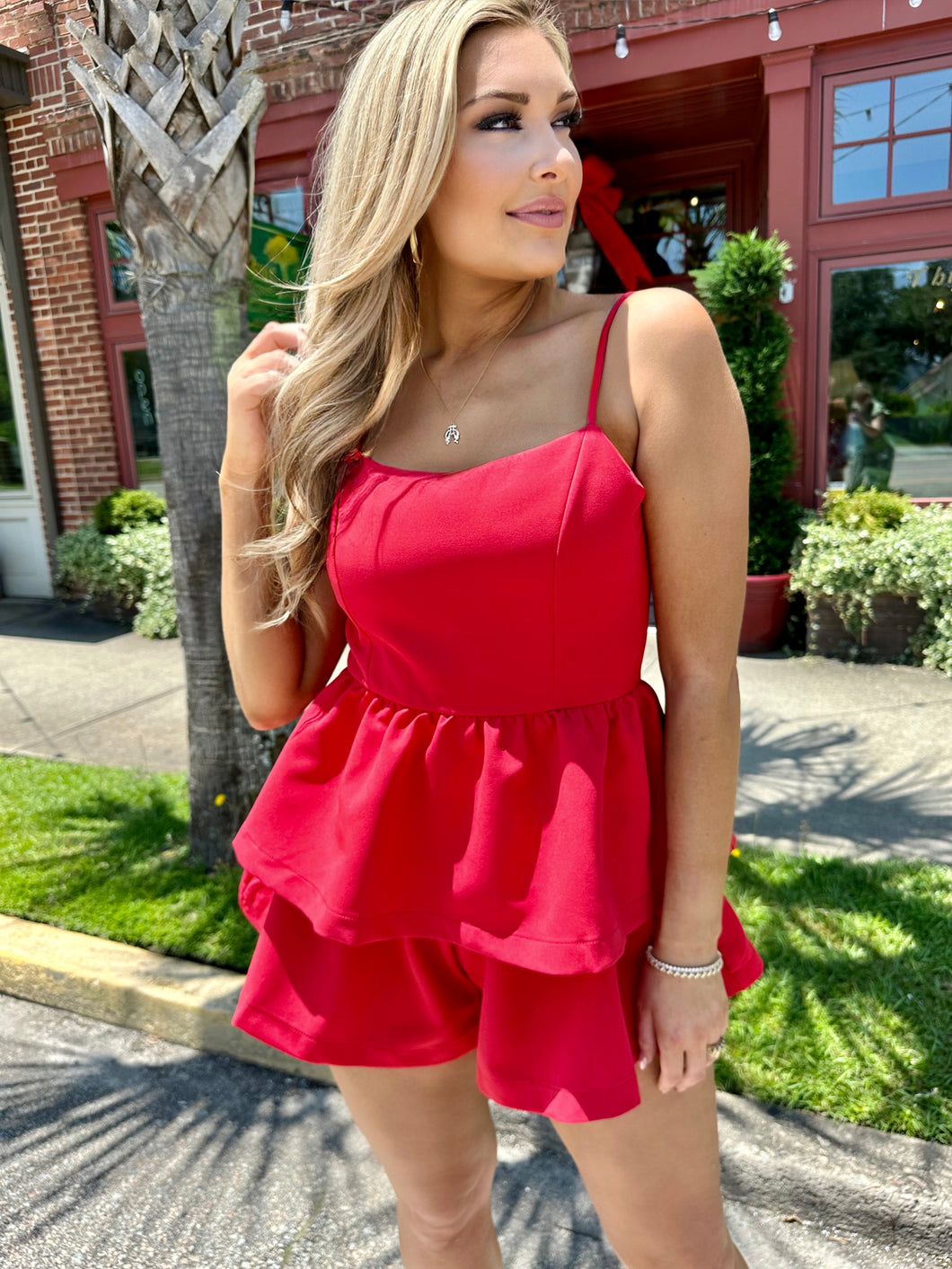 Free Your Mind Red Tiered Romper