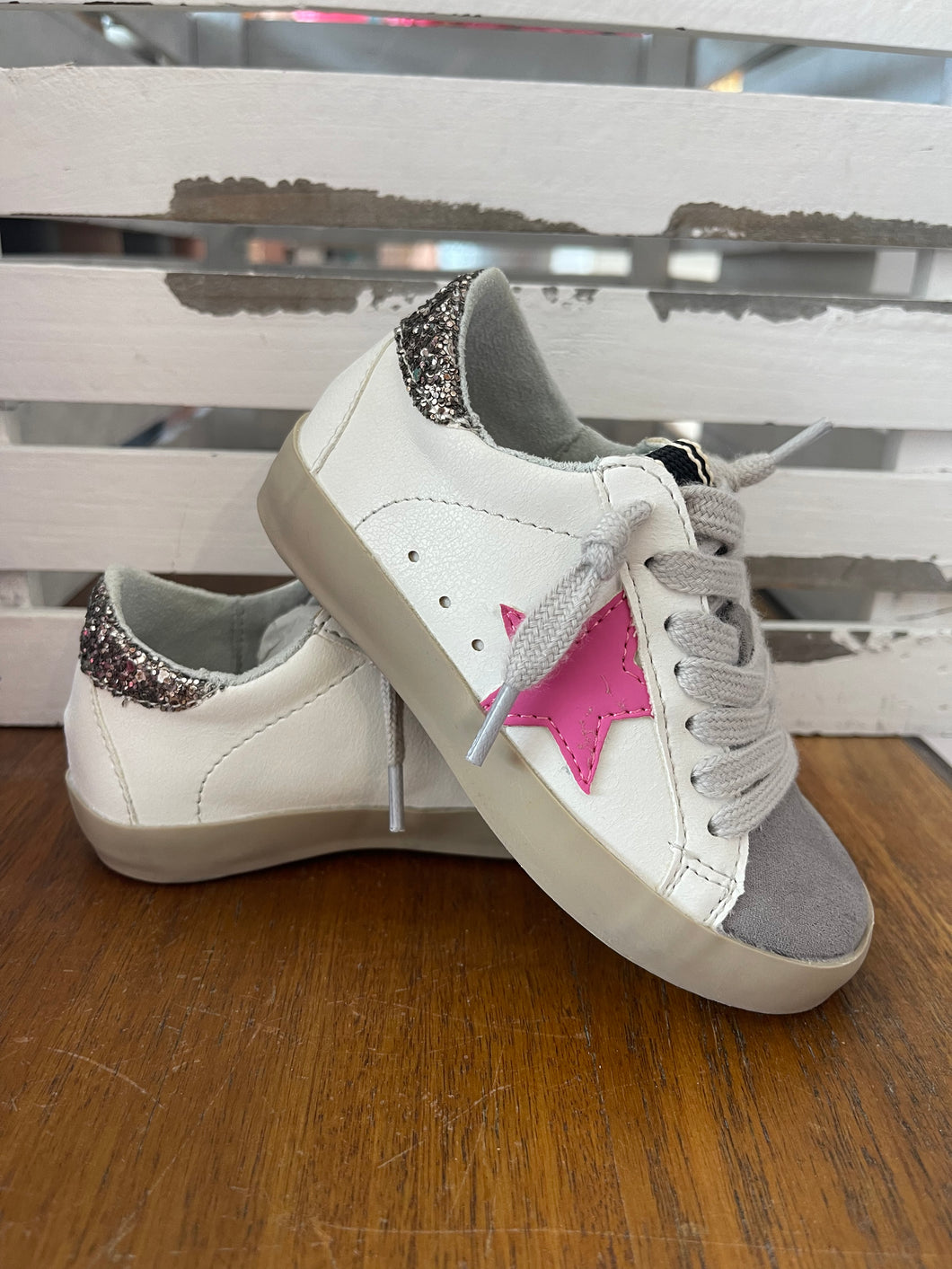 Paris Toddlers Light Grey Star Sneakers
