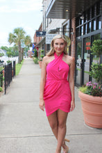 Load image into Gallery viewer, Undeniable Feelings Wrap Cross Dress- Hot Pink
