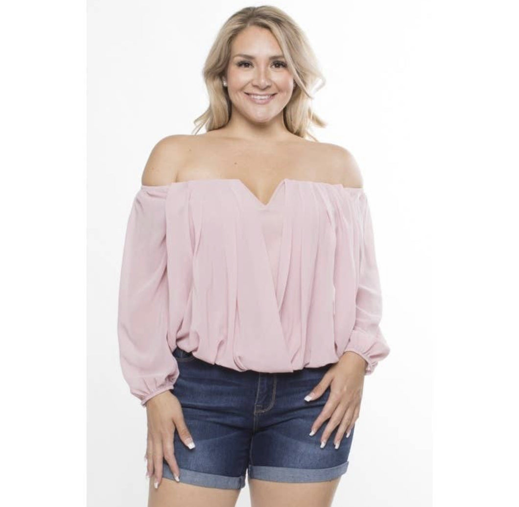 She's The One Curvy Chiffon Off Shoulder Top