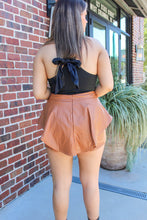 Load image into Gallery viewer, Meet Me There Leather Ruffle Skort- Camel
