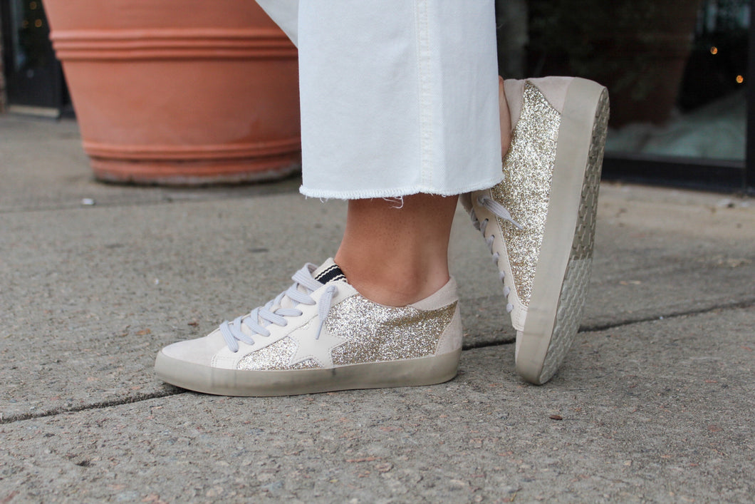Cameron Gold Glitter Star Sneakers