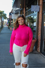 Load image into Gallery viewer, Better With You Hot Pink Turtleneck Sweater
