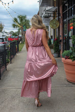 Load image into Gallery viewer, Glamorous Statement Rose Gold Tiered Maxi Dress
