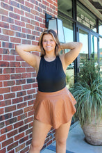 Load image into Gallery viewer, Meet Me There Leather Ruffle Skort- Camel

