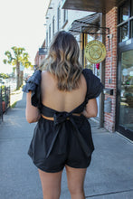 Load image into Gallery viewer, Unwritten Rules Ruffle Sleeve Romper- Black
