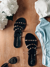 Load image into Gallery viewer, Pool Days Studded Jelly Sandals- Black
