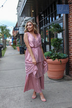 Load image into Gallery viewer, Glamorous Statement Rose Gold Tiered Maxi Dress
