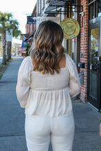 Load image into Gallery viewer, Working Wonders Ivory Bow Satin Top
