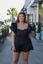 Load image into Gallery viewer, Unwritten Rules Ruffle Sleeve Romper- Black
