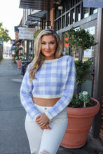 Load image into Gallery viewer, Sight Of Sweetness Lavender Plaid Cropped Sweater Top
