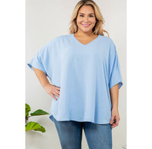 Load image into Gallery viewer, Sky&#39;s The Limit Curvy Blue Tunic Top
