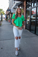 Load image into Gallery viewer, Feeling Lucky Puff Sleeve Top- Green
