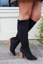 Load image into Gallery viewer, Nicole Knee-High Faux Suede Boots- Black
